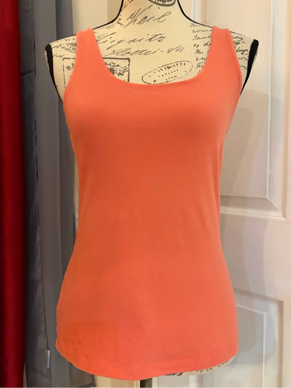 Basic Editions Coral-Orange Scoop Neck Tank Top